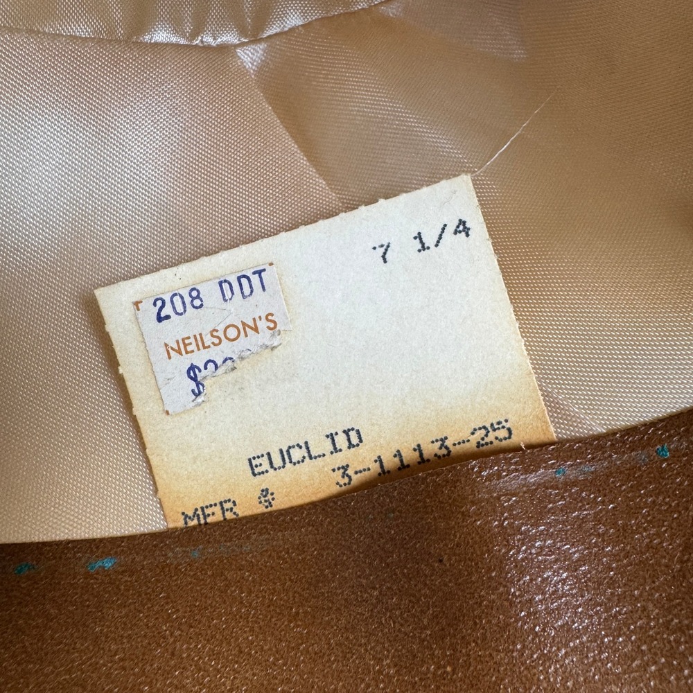 Dobbs‎ Euclid Men's Fedora Hat Size 7 1/4 Brown Herringbone Wool Blend - Picture 6 of 6